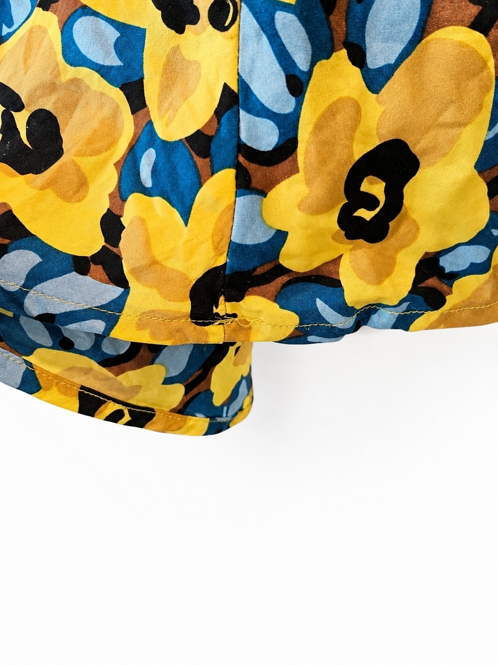 100% Silk Floral Camisole Top Yellow Blue Cutout Back Size M - Picture 6 of 7